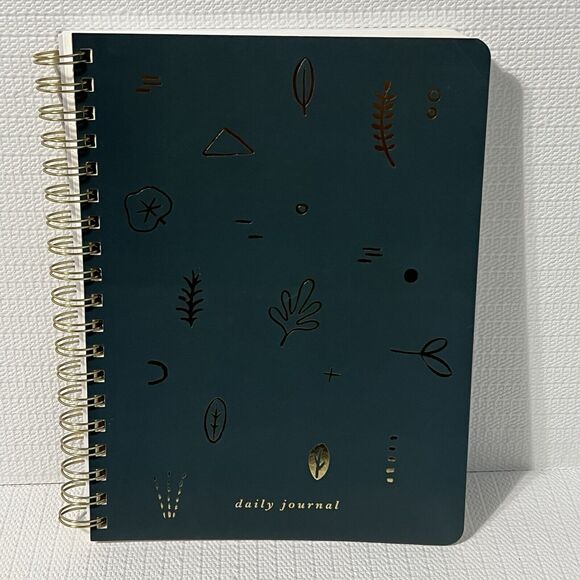 Fringe LEAF Hardcover Spiral Notebook Daily Journal 192 Pages Green Gold Lined - Picture 3 of 16